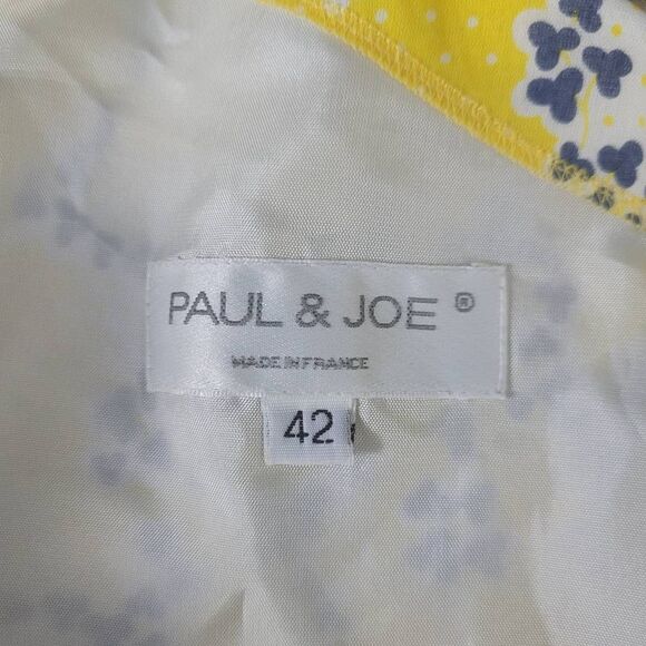 Paul & Joe Yellow Floral One Shoulder Ruffle Asymmetrical Dress Sz 42 US 10 - Picture 5 of 10
